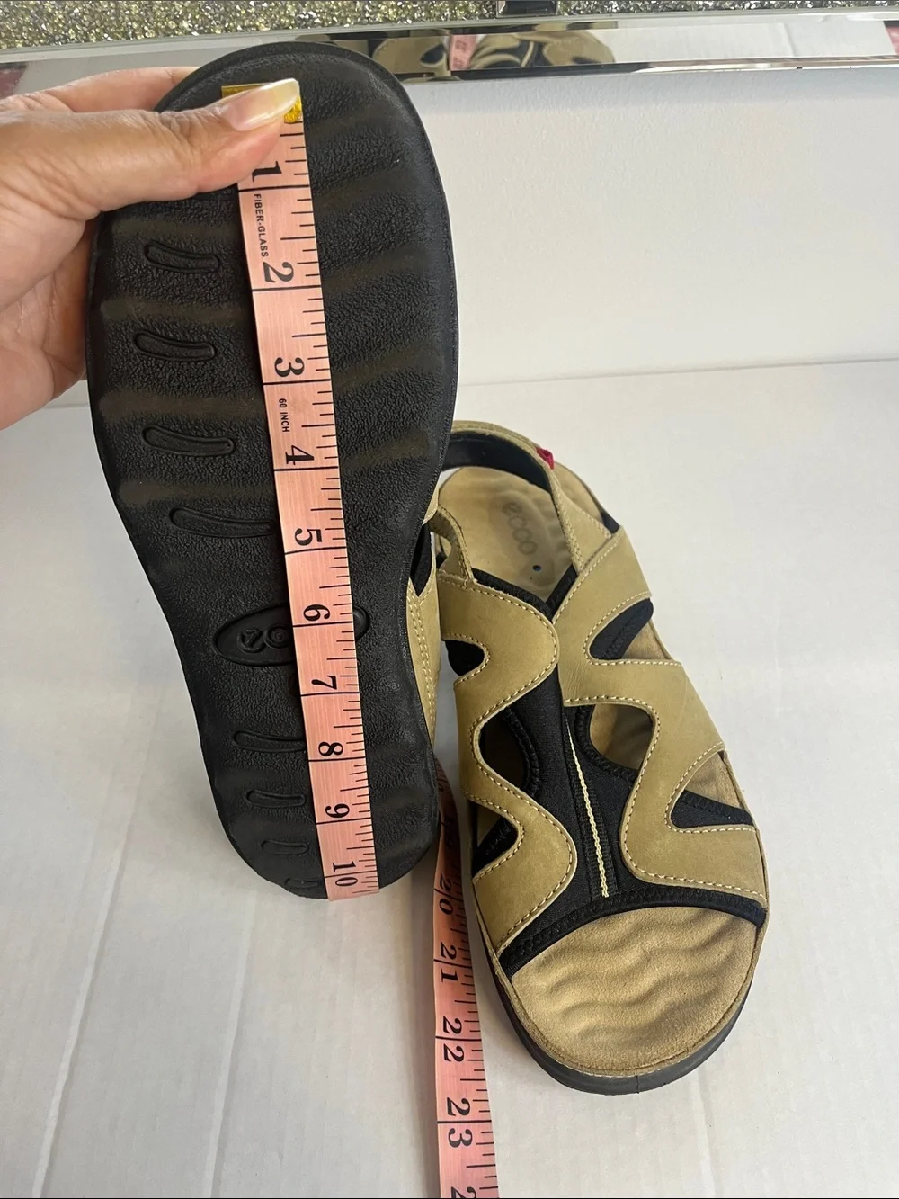Ecco Men's Tan and Black Open-Toe Sandals